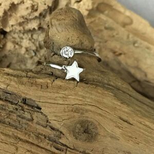 Sterling Silver White Star Cz Toe Ring